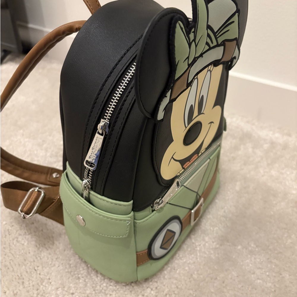 Disney Parks Loungefly Minnie Mouse Safari Backpack - Mint Green and Brown - Picture 4 of 8
